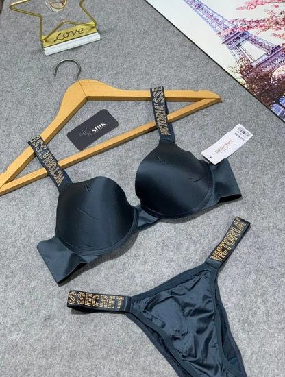 Flourish Luxury Signature Bra & Panty Set – Padded with Crystal Rhinestone Straps 3035