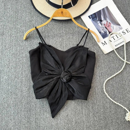 Flourish Satin Big Bow Flower Bra Top – Soft Padded, Adjustable, Elegant Party Wear Top for Girls & Women