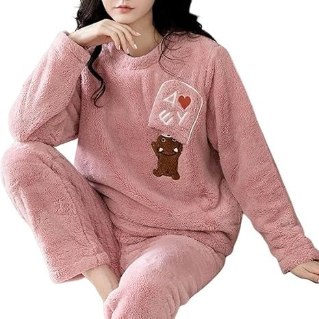 Flourish Cozy Fleece Loungewear Set – Ultra Soft Winter Night Suit