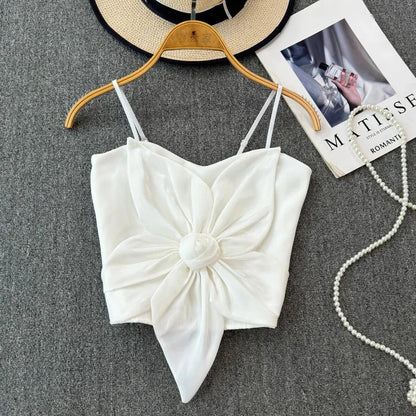 Flourish Satin Big Bow Flower Bra Top – Soft Padded, Adjustable, Elegant Party Wear Top for Girls & Women