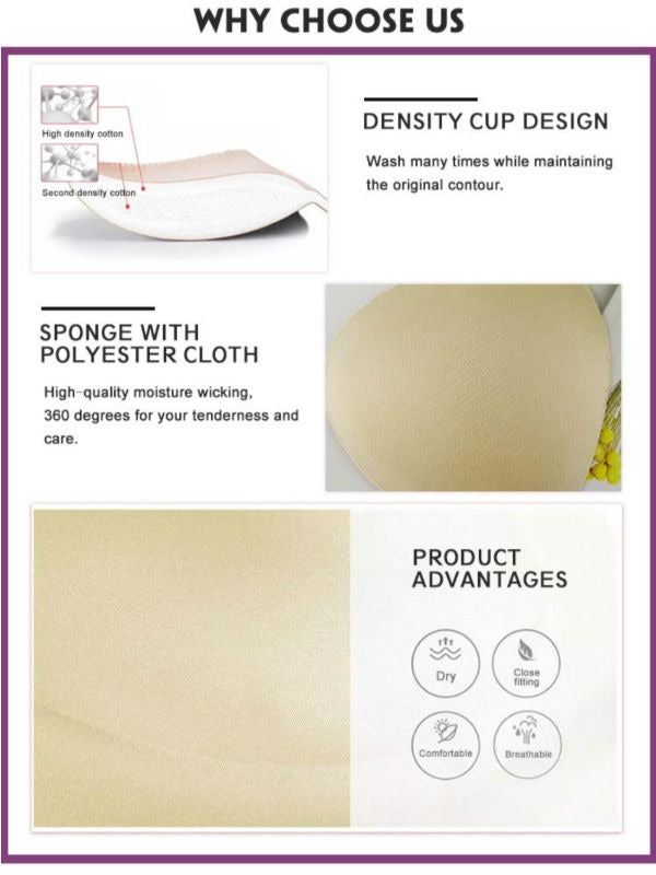 Flourish Triangle Shape Bra Padding Cups – Soft Lightweight Foam Inserts for Perfect Shape
