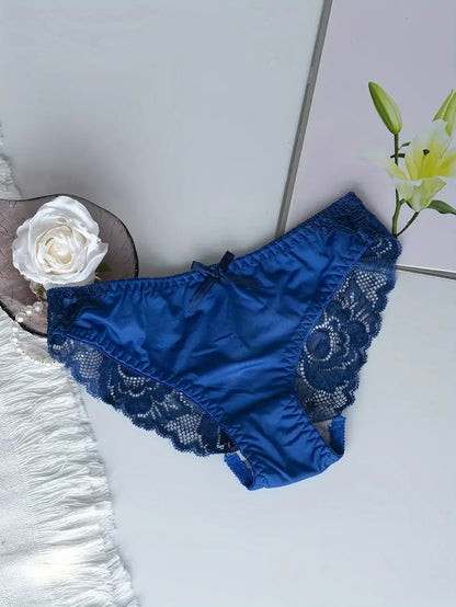 Flourish 1 Pc  Lace Trim Satin Panty