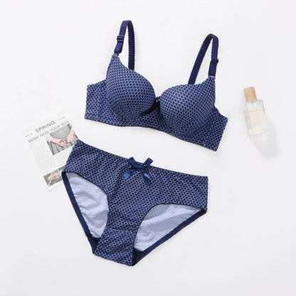 Flourish Wired Dotted Printed Double Padded Bra & Panty Set – Adjustable Straps, Everyday Comfort Lingerie