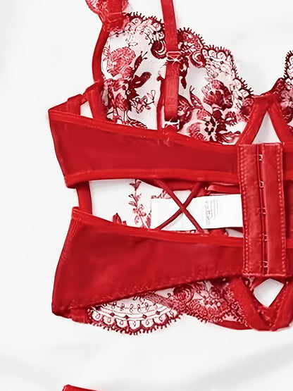 Lingerie Set - Sexy  Flirty Hot  Floral Embroidered Design Perfect for Adults, Novelty & More  Lingerie Sets B024