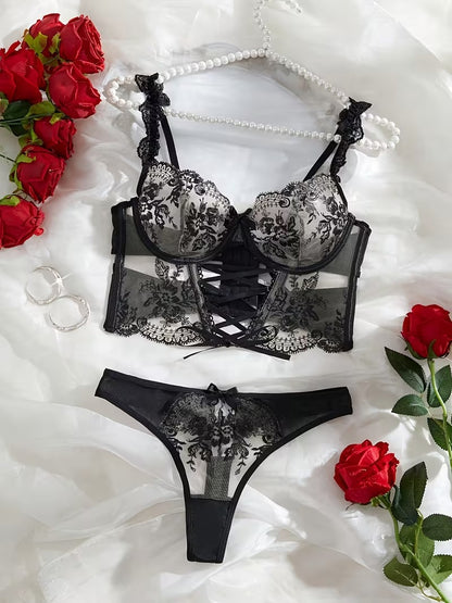Lingerie Set - Sexy  Flirty Hot  Floral Embroidered Design Perfect for Adults, Novelty & More  Lingerie Sets B024