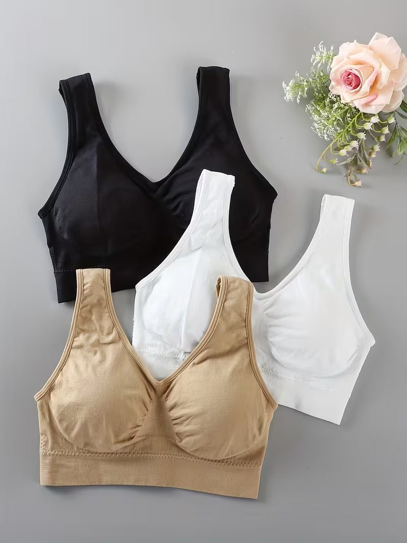 Flourish Pack of 3 Women's Seamless Wireless Comfort Bra – Soft Support Everyday Bralette 008