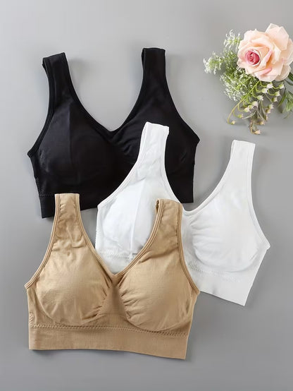 Flourish Pack of 3 Women's Seamless Wireless Comfort Bra – Soft Support Everyday Bralette 008