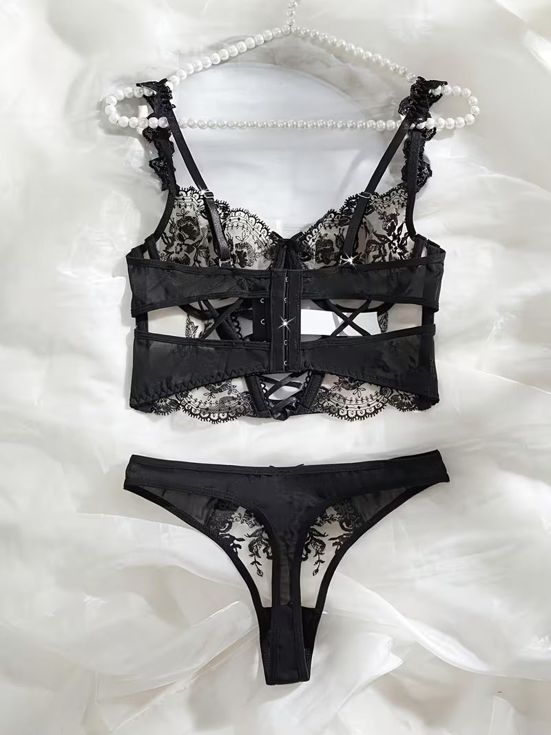 Lingerie Set - Sexy  Flirty Hot  Floral Embroidered Design Perfect for Adults, Novelty & More  Lingerie Sets B024