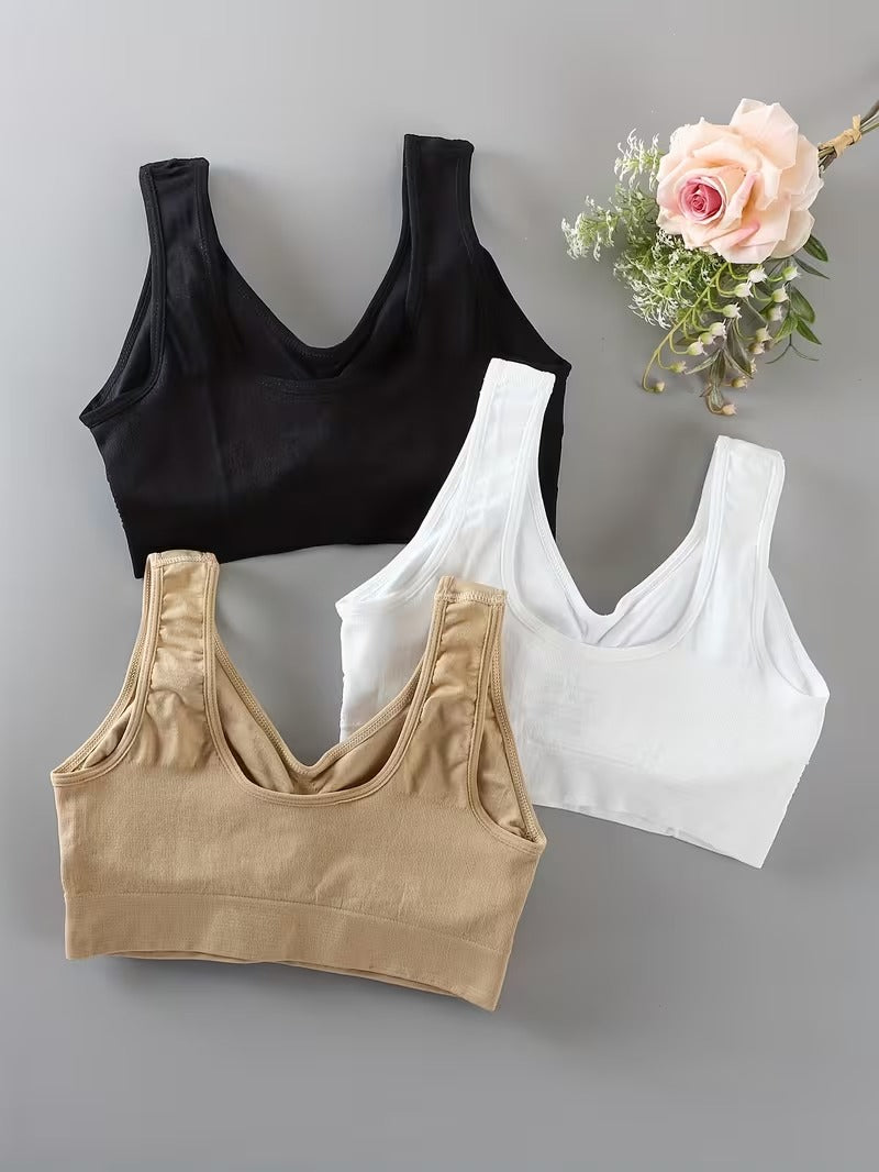 Flourish Pack of 3 Women's Seamless Wireless Comfort Bra – Soft Support Everyday Bralette 008