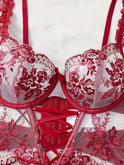 Lingerie Set - Sexy  Flirty Hot  Floral Embroidered Design Perfect for Adults, Novelty & More  Lingerie Sets B024