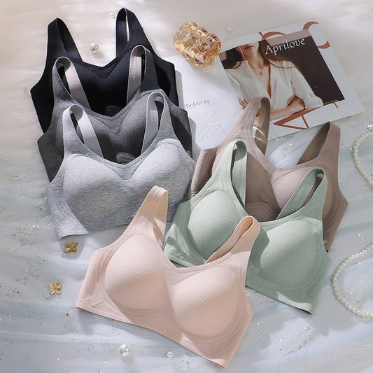 Flourish Ribbed Seamless Push-Up Sports Bra – Soft Fit, Natural Lift & Everyday Elegance 8126