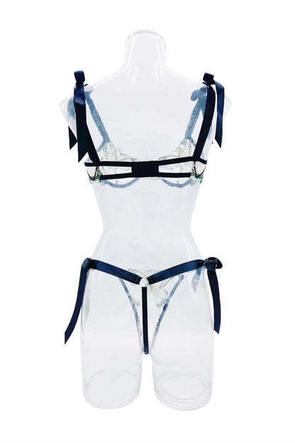 Flourish New Lace-Trimmed, Embroidered Butterfly Pattern, Single-Layer Ultra-Thin Bra And Underwear Set