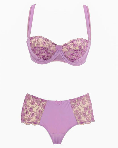 Flourish Leonisa Lace Non-Padded Wired & Demi Coverage Bra Panty Set