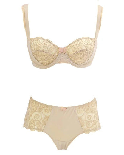 Flourish Leonisa Lace Non-Padded Wired & Demi Coverage Bra Panty Set