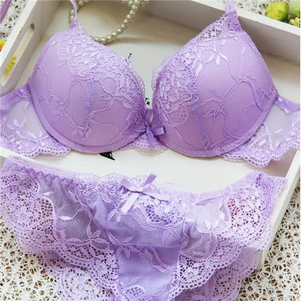 Flourish Lavender Lace Bra – Push Up & Double Padded Floral Comfort (9118)