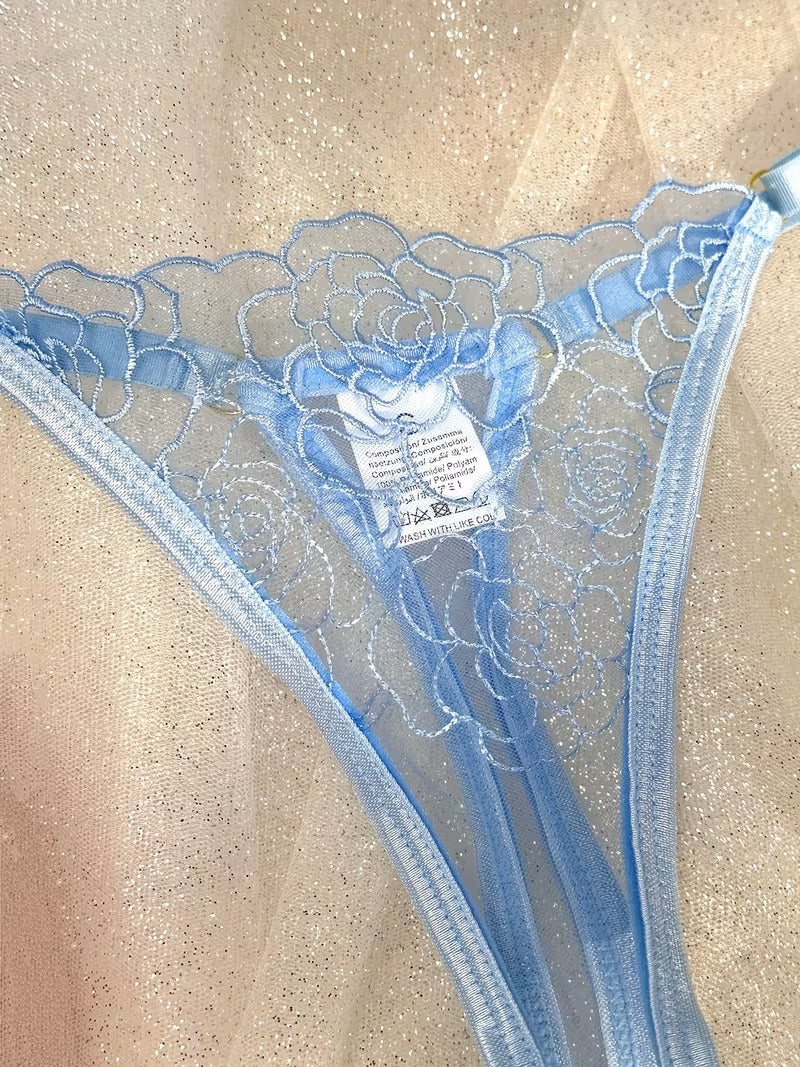 Flourish New Style Sexy Elegant Flower Lace Lingerie Set  Non Padded Wired bra  – Soft Mesh Floral Embroidered Bra & Panty L2201