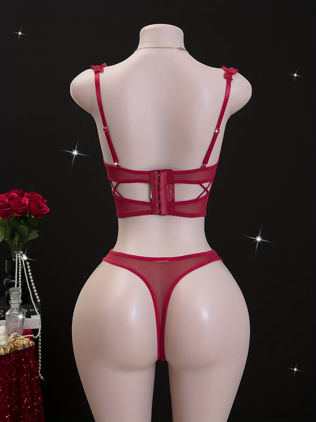 Lingerie Set - Sexy  Flirty Hot  Floral Embroidered Design Perfect for Adults, Novelty & More  Lingerie Sets B024
