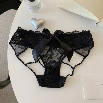 Pack Of 3 Women's Elegant Lace Panty with Beautiful Satin Bow Design, Stylish Floral Lace Detailing, Soft & Comfortable Ladies Underwear – 357