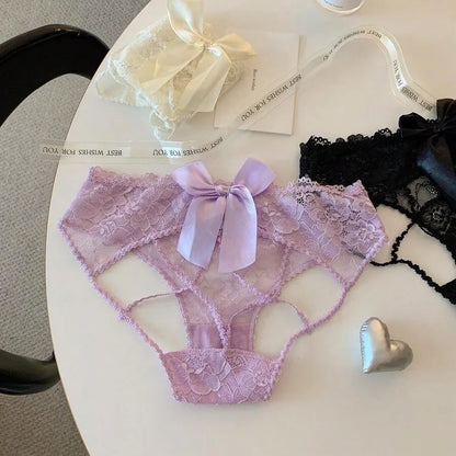 Pack Of 3 Women's Elegant Lace Panty with Beautiful Satin Bow Design, Stylish Floral Lace Detailing, Soft & Comfortable Ladies Underwear – 357