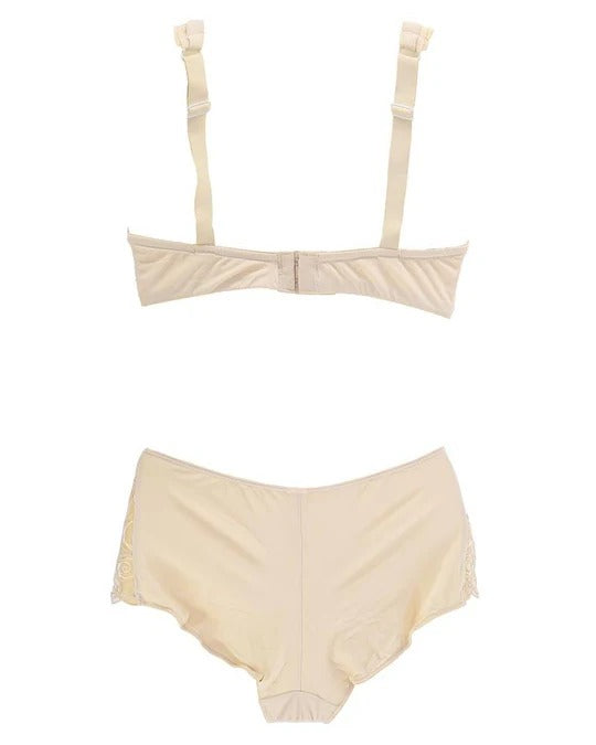 Flourish Leonisa Lace Non-Padded Wired & Demi Coverage Bra Panty Set