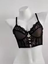 Flourish Luxury Lace Corset Bra & Panty Set | Lightly Padded Underwired Cups with Elegant Floral Detailing 350