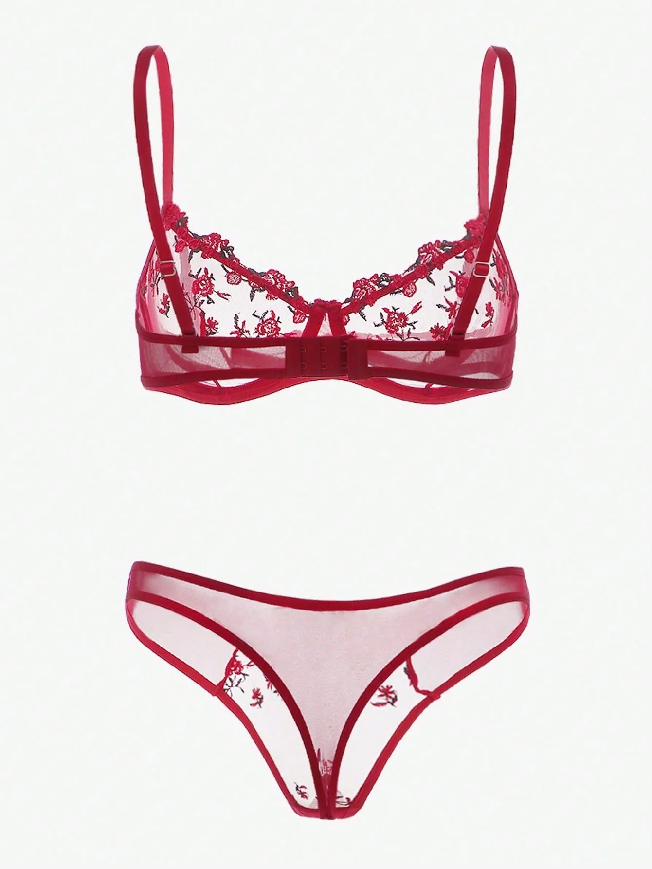 Flourish Sexy Elegant Flower Lace Lingerie Set – Soft Mesh Floral Embroidered Bra & Panty