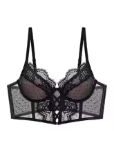 Flourish Luxury Lace Corset Bra & Panty Set | Lightly Padded Underwired Cups with Elegant Floral Detailing 350