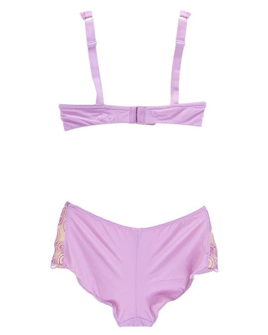 Flourish Leonisa Lace Non-Padded Wired & Demi Coverage Bra Panty Set