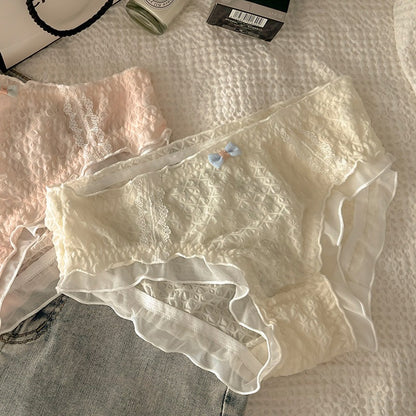 Pack Of 3 Women's Floral Lace Panty with Ruffle Frill Design – Soft & Comfortable Ladies Underwear 3722