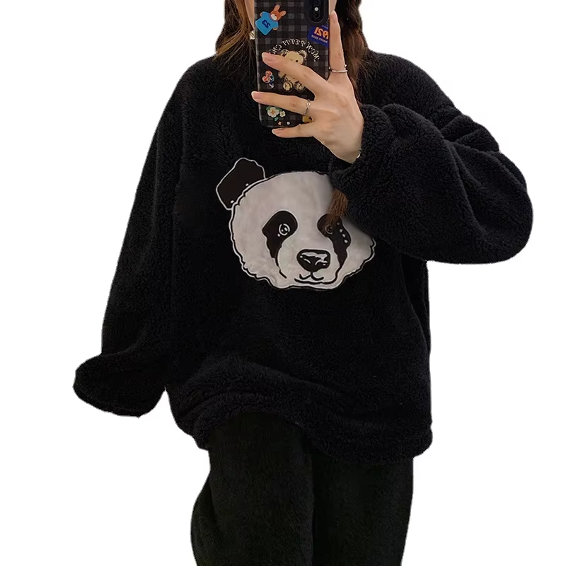 Flourish Cozy Panda Fleece Loungewear Set – Ultra Soft Winter Night Suit