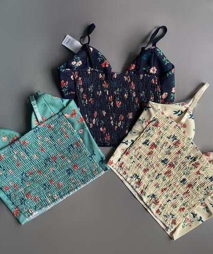 Flourish Beautiful Bloom Light Padded Adjustable Strap Cami Top 8632