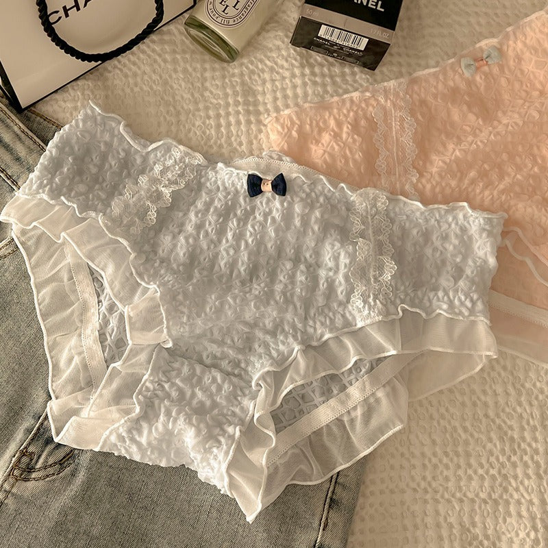 Pack Of 3 Women's Floral Lace Panty with Ruffle Frill Design – Soft & Comfortable Ladies Underwear 3722