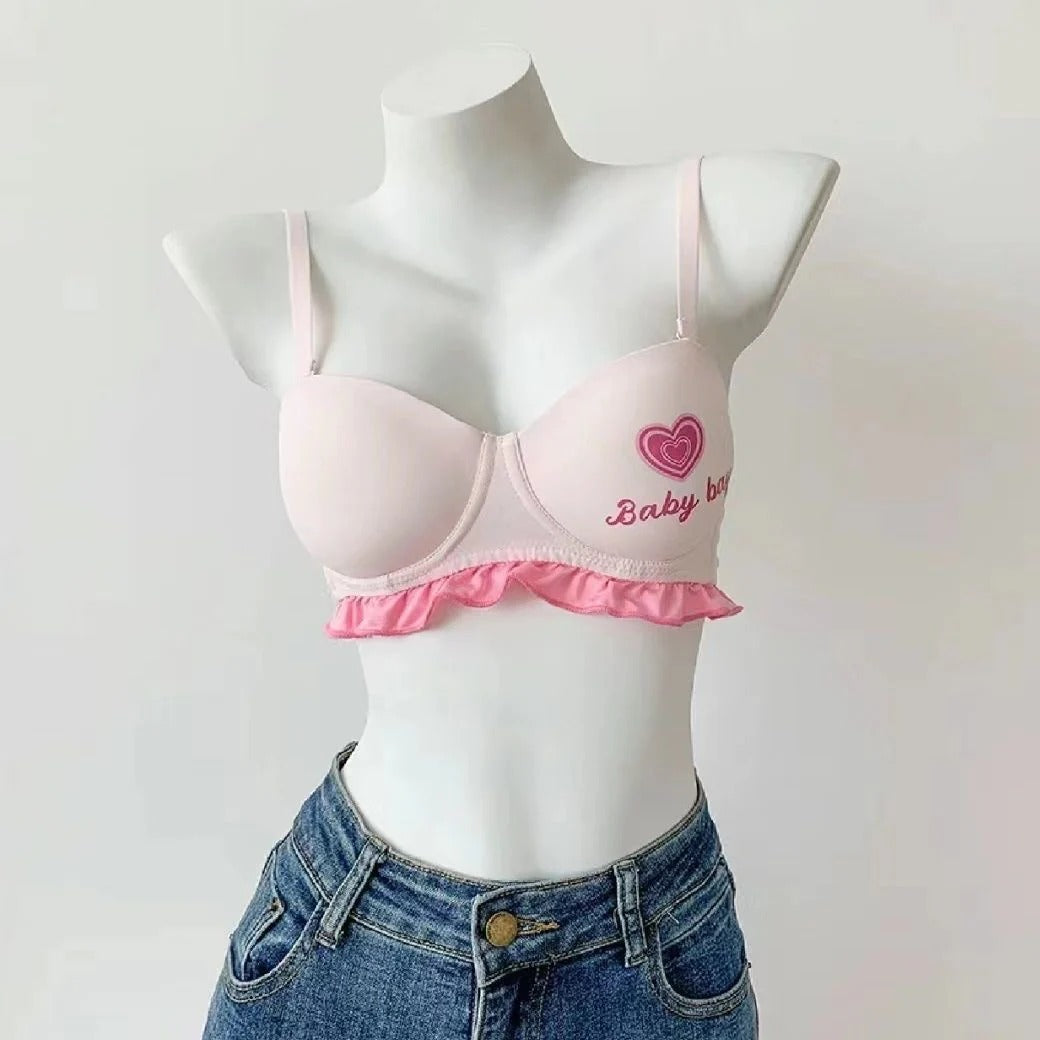 Flourish Baby Bay Pastel Ruffle Bra & Panty Set – Cute Printed, Soft Padded & Comfortable Lingerie for Girls