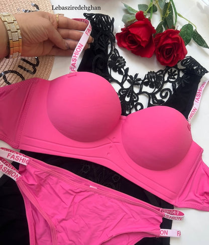 Flourish High Quality 2 in 1 Shoulder Straps Hard Padded Sports Bra & Panty Set E1178