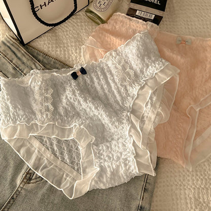 Pack Of 3 Women's Floral Lace Panty with Ruffle Frill Design – Soft & Comfortable Ladies Underwear 3722