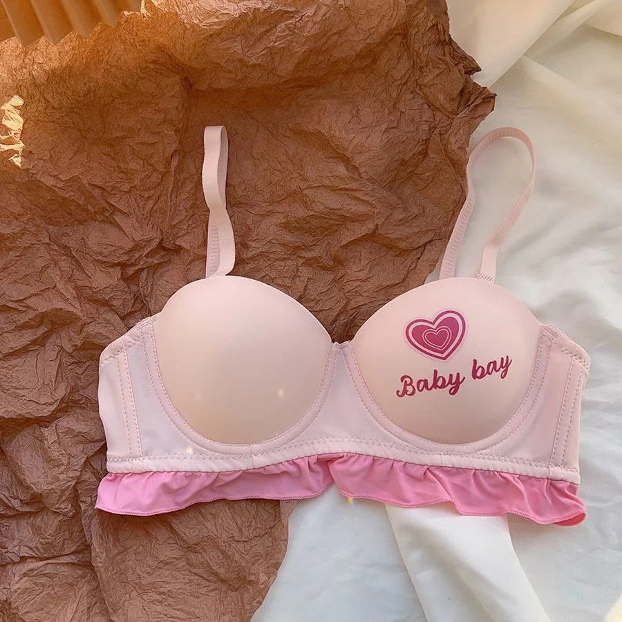 Flourish Baby Bay Pastel Ruffle Bra & Panty Set – Cute Printed, Soft Padded & Comfortable Lingerie for Girls