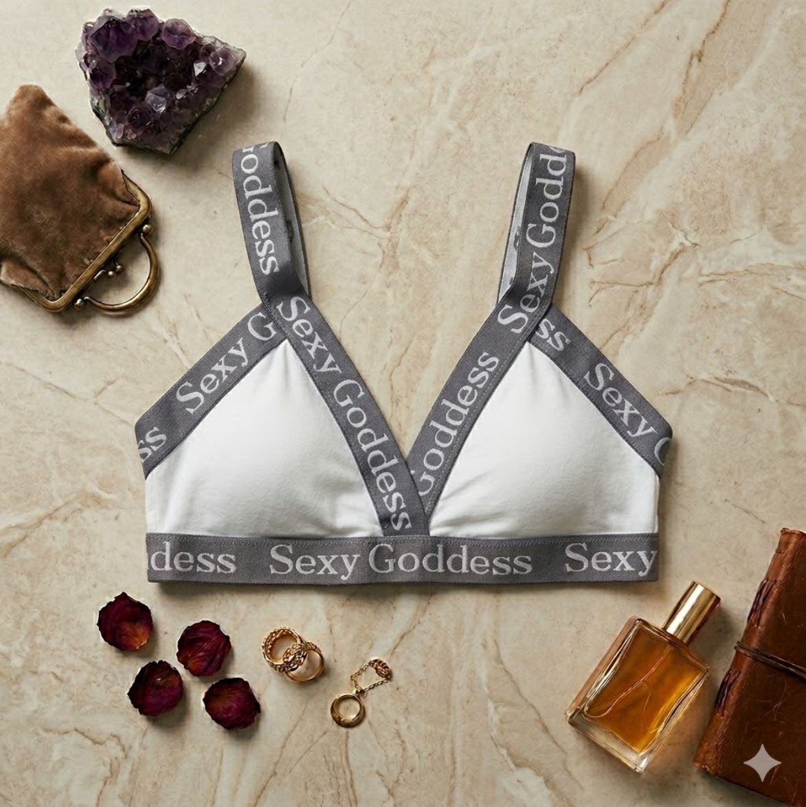 Pack of 3 Women’s Seamless Triangle Bralettes - Sexy Goddess Letter Print Strappy Wire-Free Bras 705