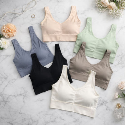 Pack Of 3 Essential Ribbed Seamless | Ultra-Soft Wire-Free Comfortable Sports Bra
