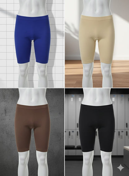 Pack of 2 Premium Seamless Stretchable Mid-Thigh Shorts – Soft & Breathable Fabric | Comfortable Daily Wear & Activewear