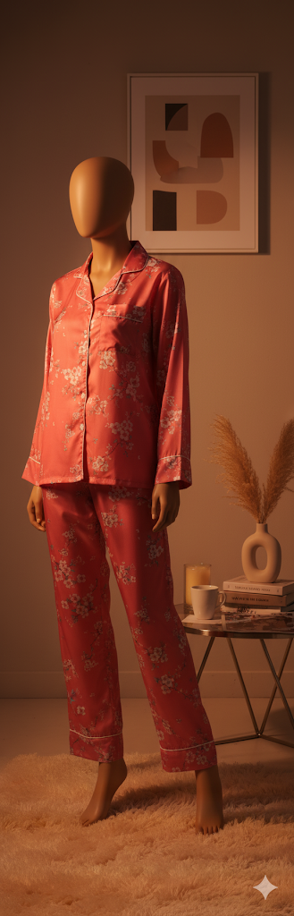 Flourish Women’s Linen Pajama Set – 2-Piece Sunshine Dreams Print Nightwear