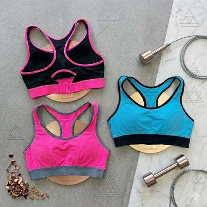 Aura Active Women's Seamless Racerback Sports Bra – High-Impact Fitness Wear with Adjustable Hook-Clasp 99003