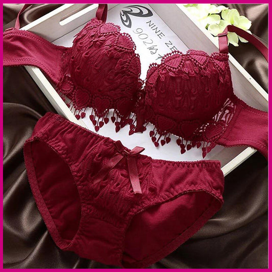 Women Lace embroidered Push Up Underwire Bra And Panty Set 018