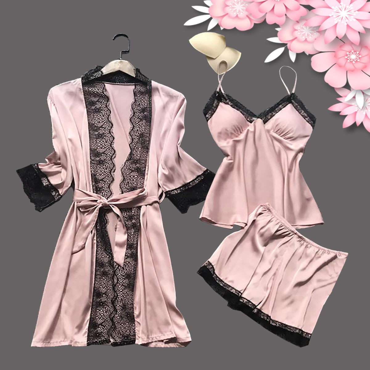 Flourish 3 pcs Bridal  Short Nighties Wedding nightwear 4020A