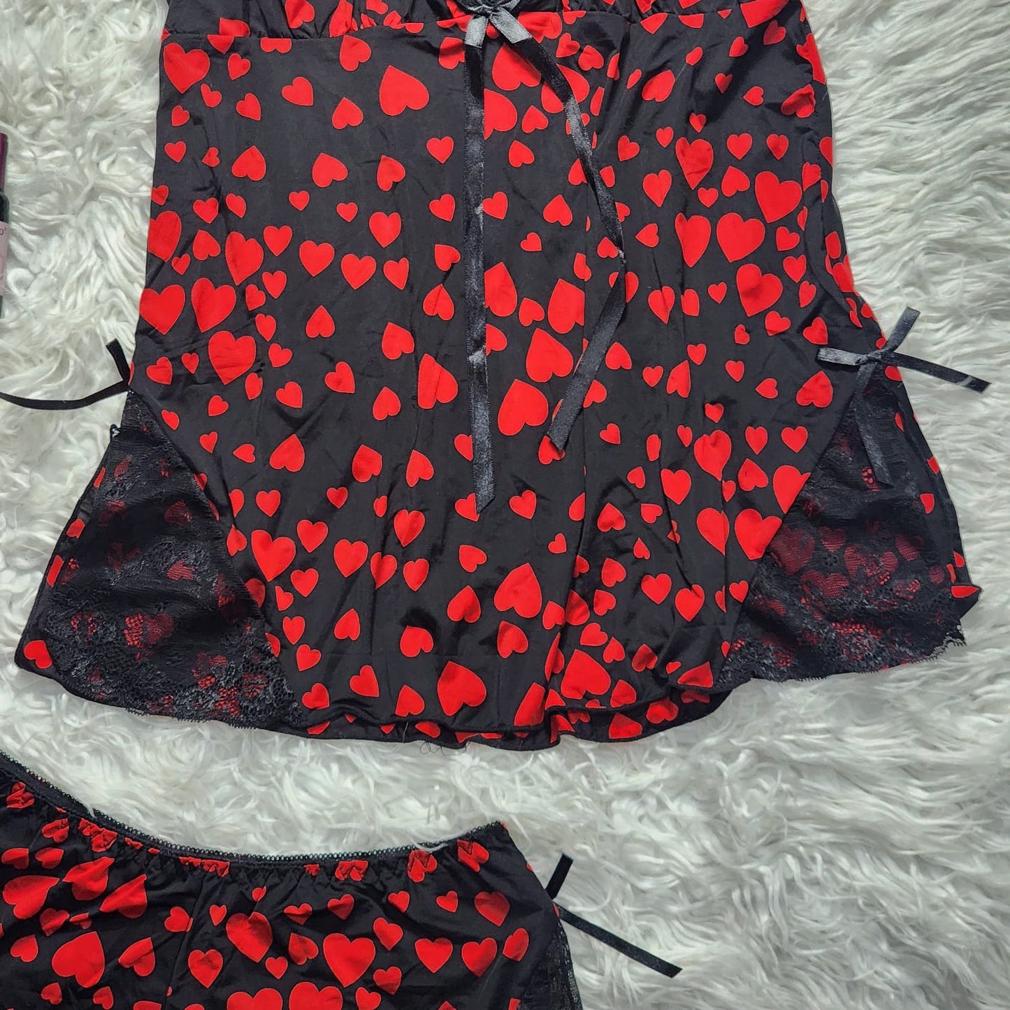 2 Pcs Short Skirt Style Heart Printed Nighty 521.10