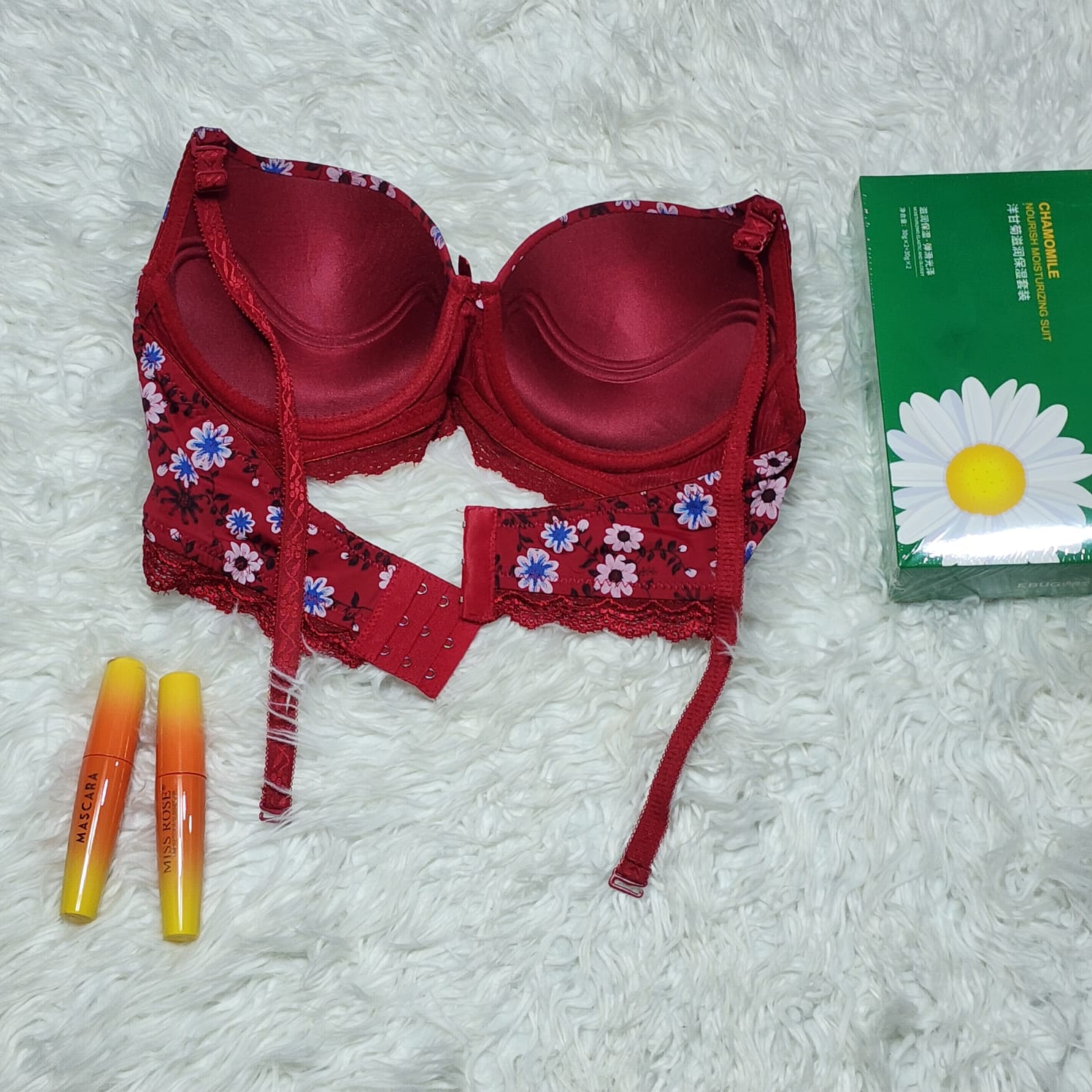 Flourish Cute Flower Printed Underwired Adjustable Straps Push Up Bra And  Panty Set