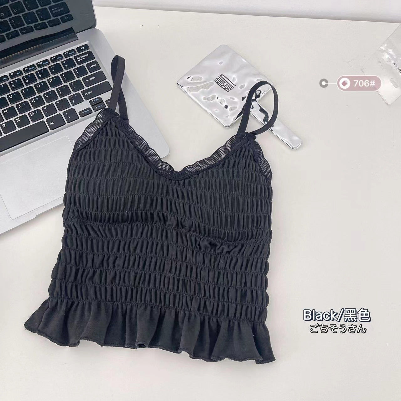 Flourish New High Quality Adjustable Straps Padded Spaghetti Crop Top 706