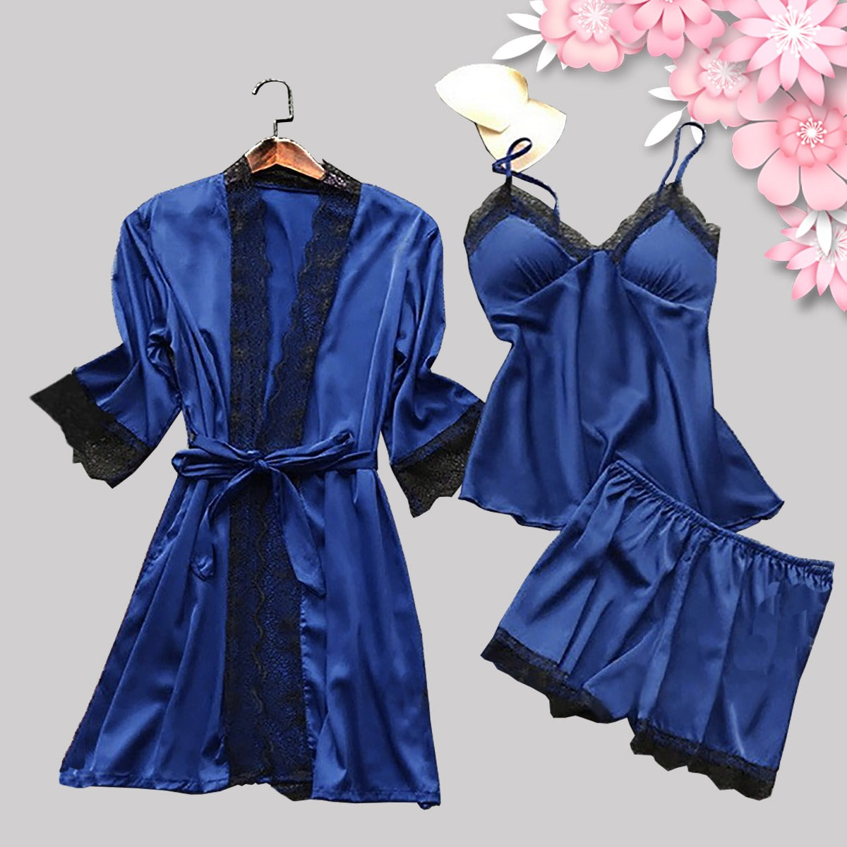 Flourish 3 pcs Bridal  Short Nighties Wedding nightwear 4020A