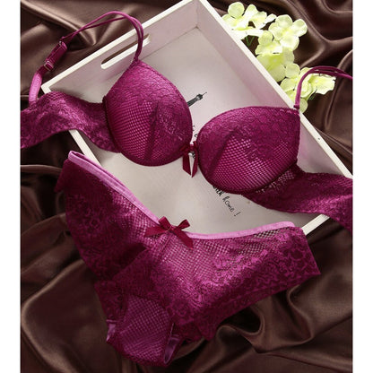 Flourish New Embroided Plunge Neckline Adjustable Straps High Quality Bra & Panty Set 8817