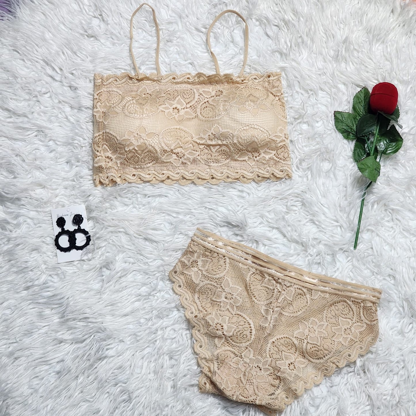 Flourish New Lace Embroided Padded Bra And Panty Set 8820