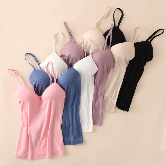 Flourish Padded Bra Shirt Women Tops Camisole With Integrated Bra-8995